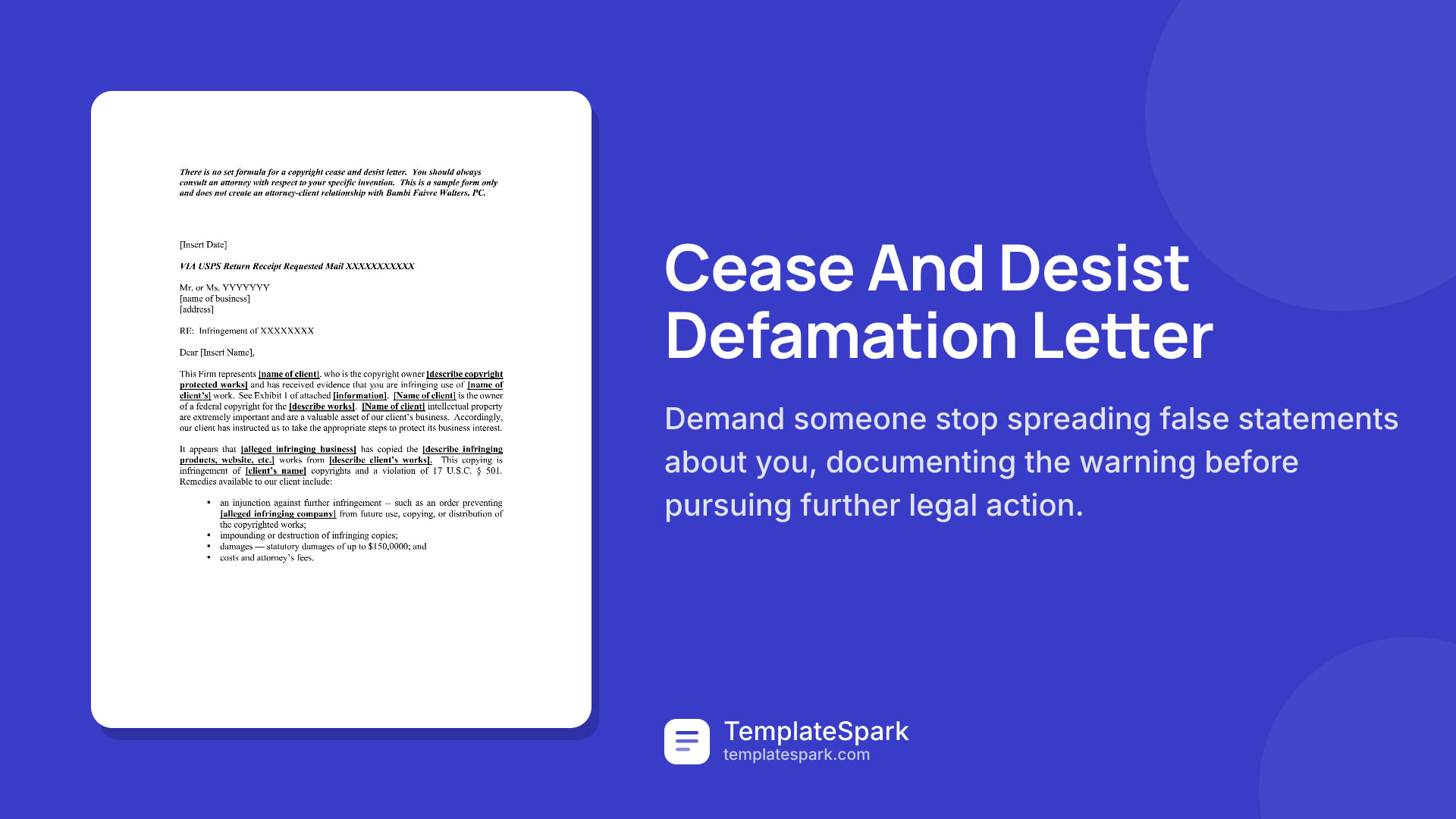Cease And Desist Defamation Letter