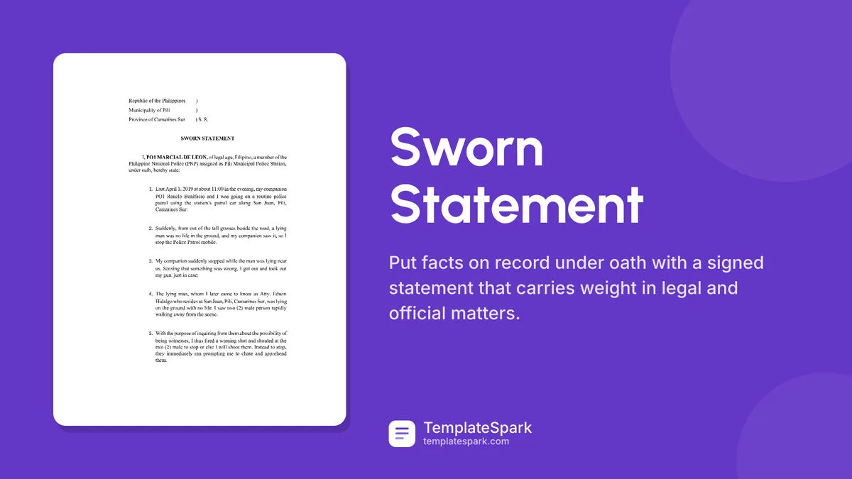 Sworn Statement Sworn Statement