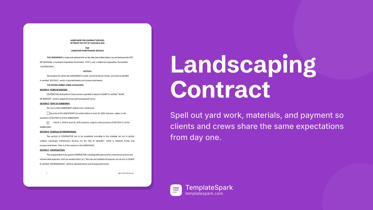 Landscaping Contract Landscaping Contract