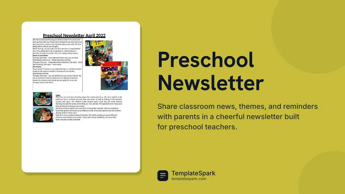 Preschool Newsletter Preschool Newsletter