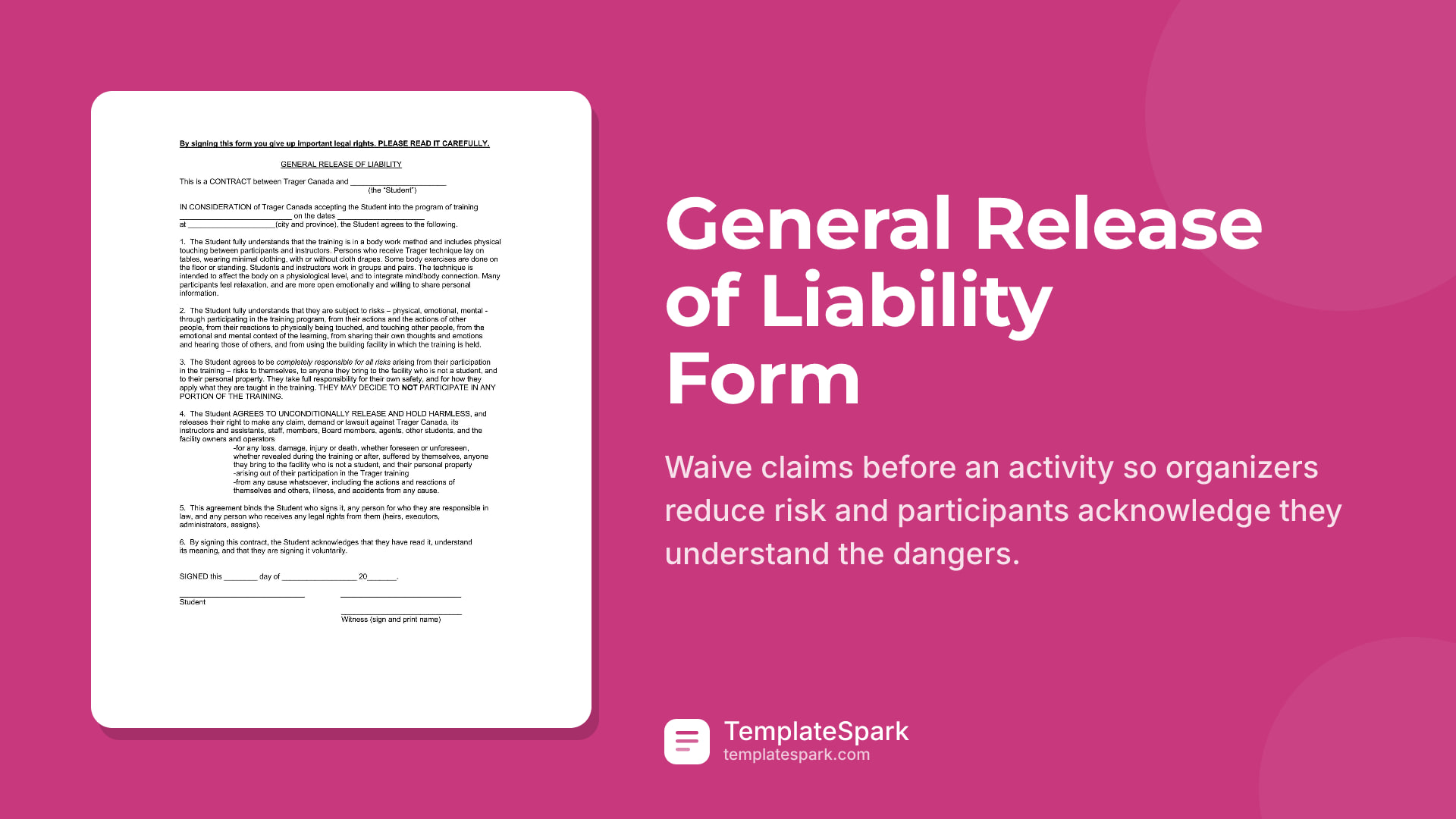 General Release of Liability Form