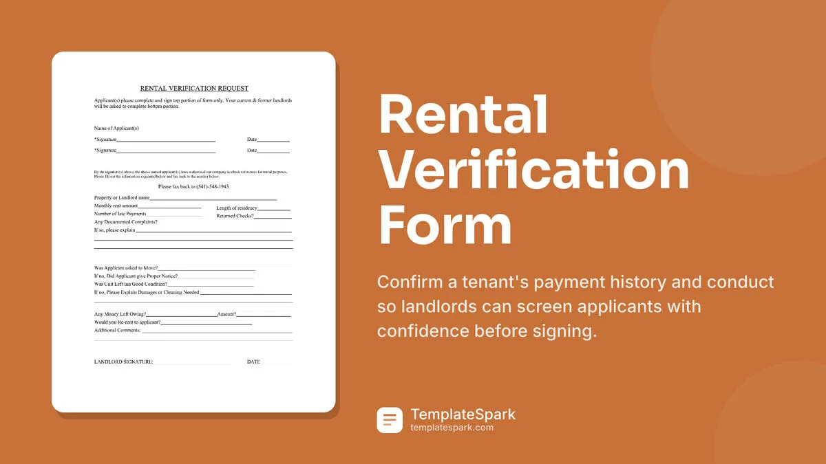 Rental Verification Form Rental Verification Form