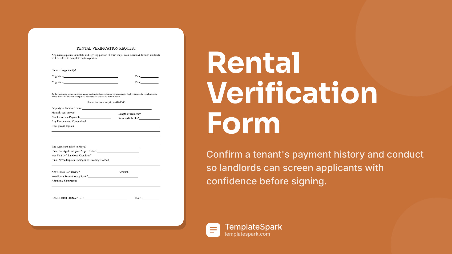 Rental Verification Form preview