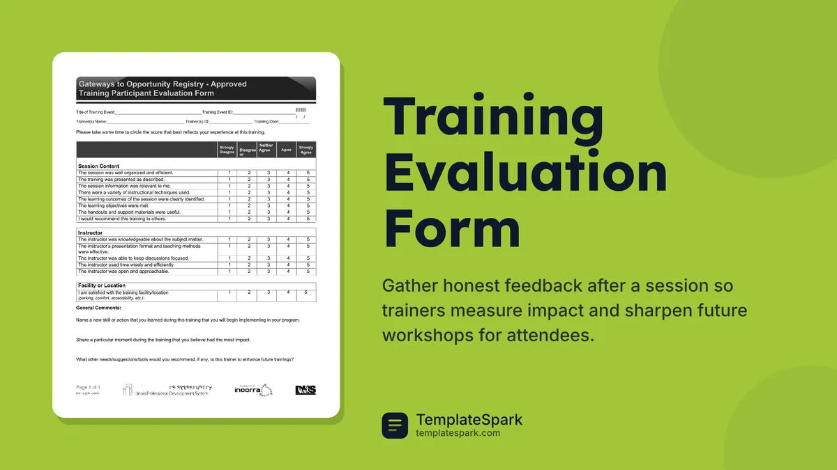 Training Evaluation Form Training Evaluation Form