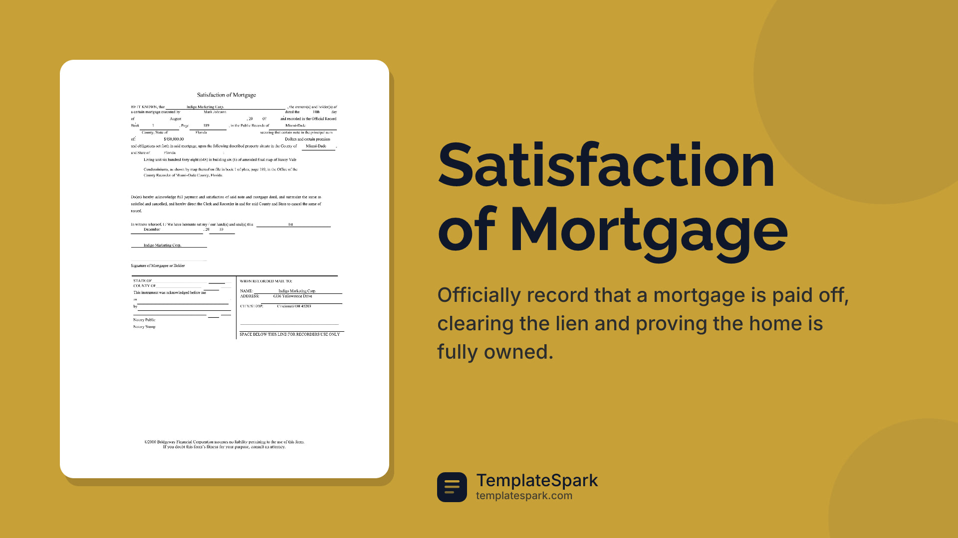 Satisfaction of Mortgage
