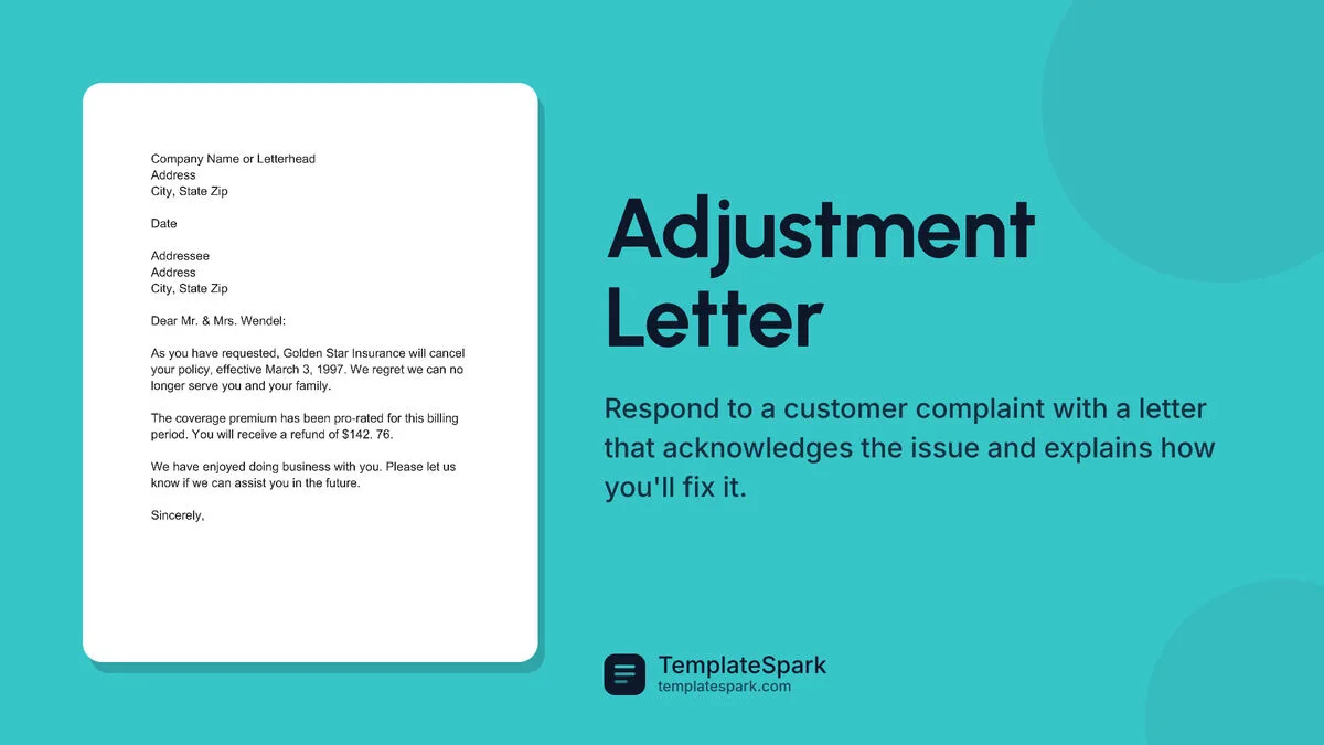 Adjustment Letter Adjustment Letter