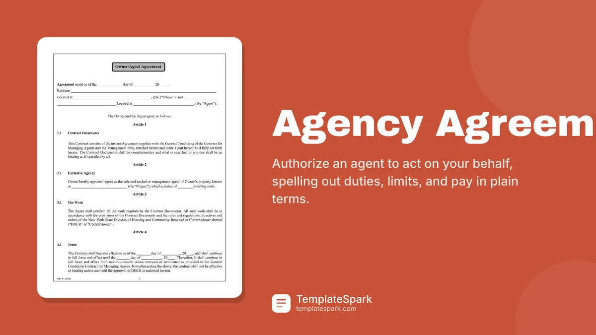 Agency Agreement Agency Agreement