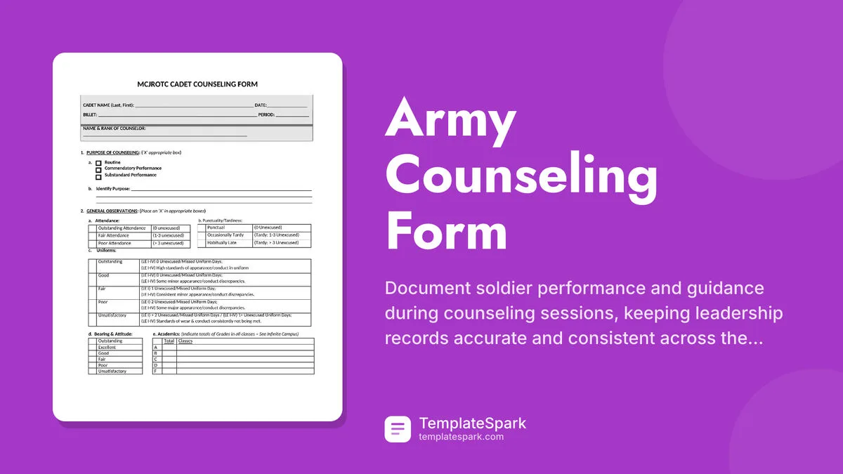 Army Counseling Form Army Counseling Form