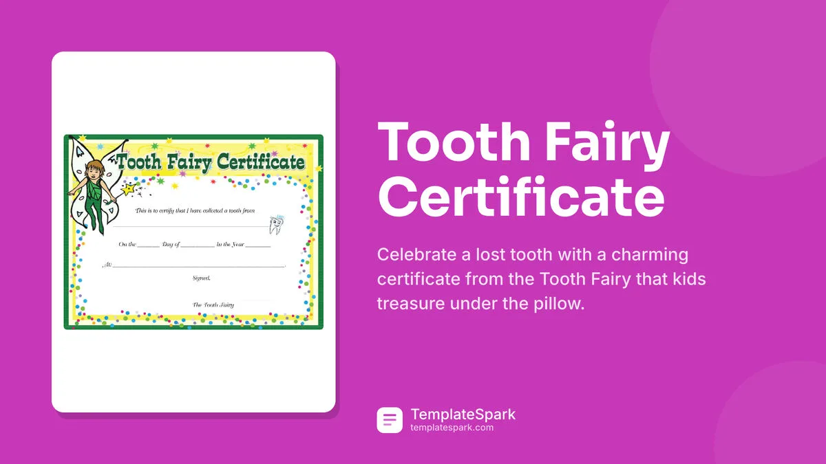 Tooth Fairy Certificate Tooth Fairy Certificate