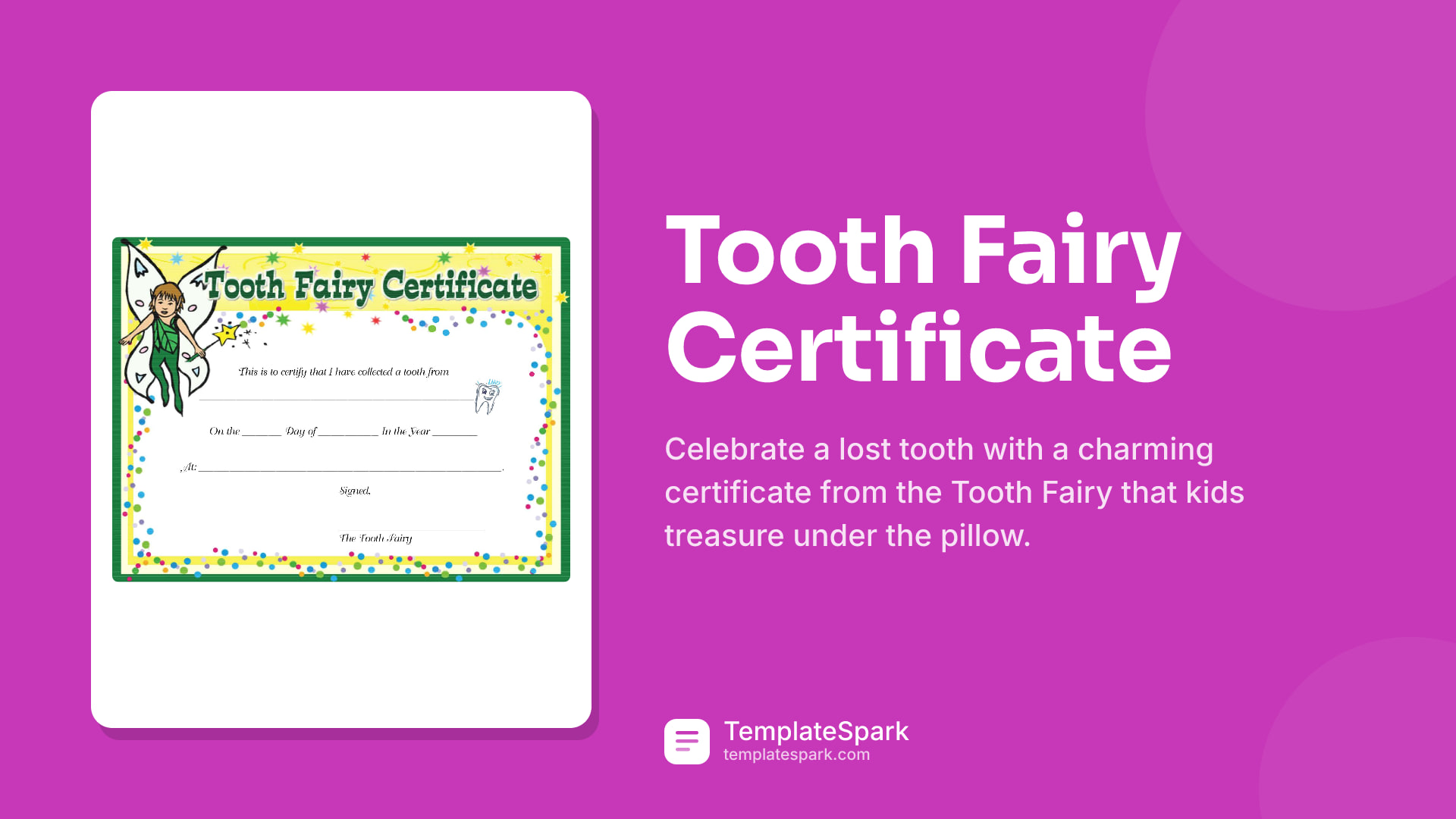 Tooth Fairy Certificate