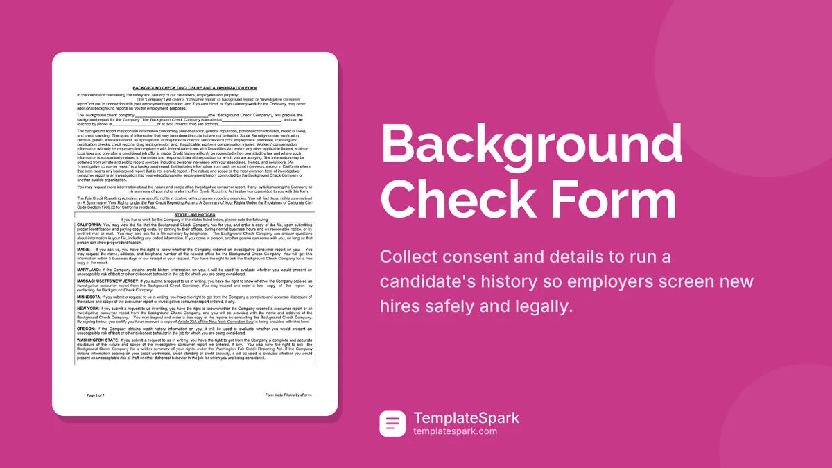 Background Check Form Background Check Form
