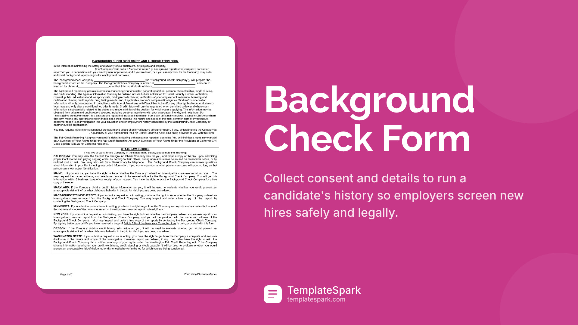 Background Check Form preview