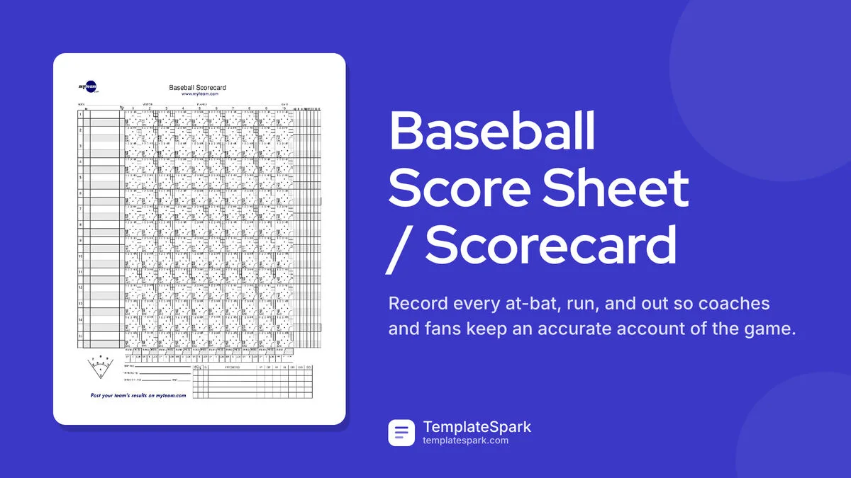 Baseball Score Sheet / Scorecard Baseball Score Sheet / Scorecard