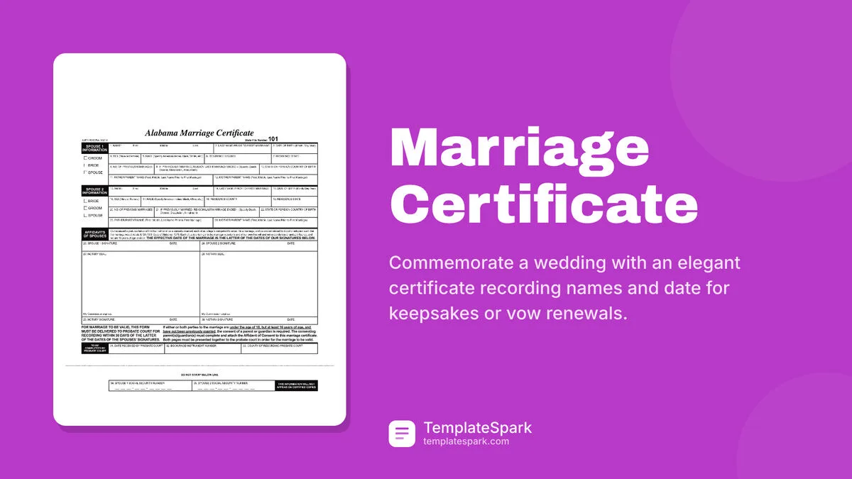 Marriage Certificate Marriage Certificate