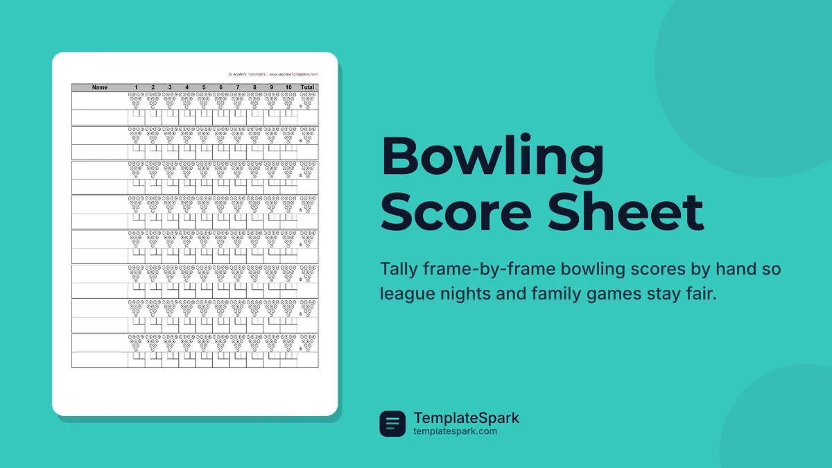 Bowling Score Sheet Bowling Score Sheet