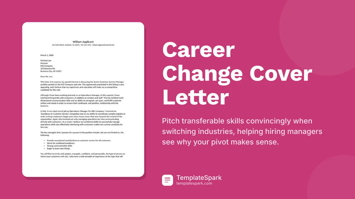 Career Change Cover Letter Career Change Cover Letter
