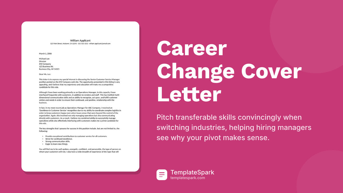 Career Change Cover Letter preview