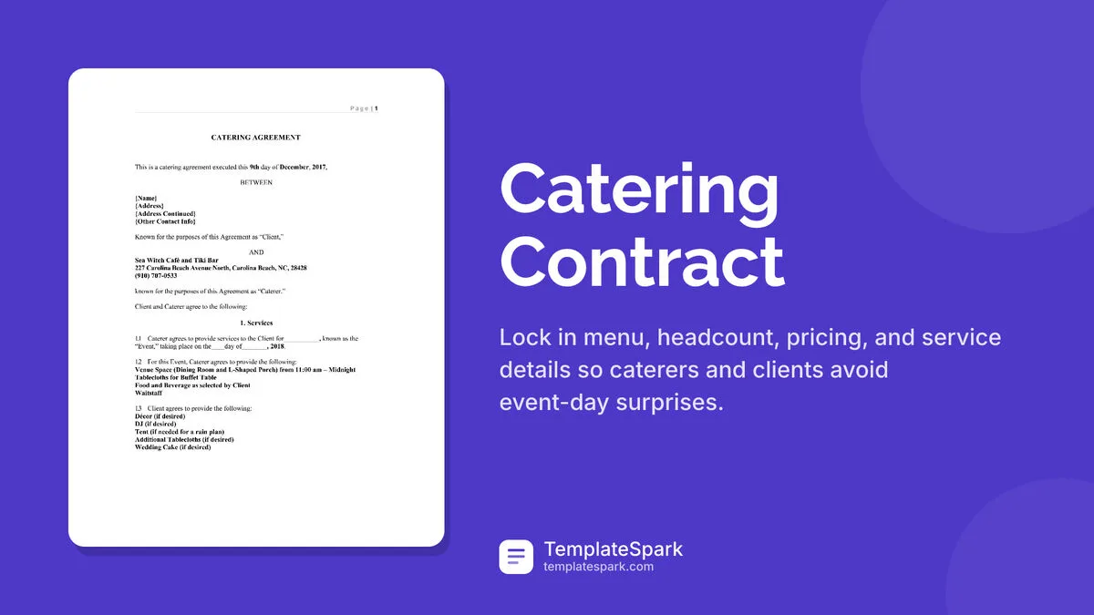 Catering Contract Catering Contract