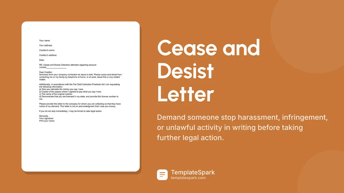 Cease and Desist Letter Cease and Desist Letter