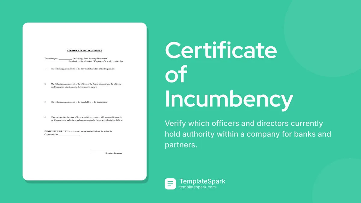 Certificate of Incumbency Certificate of Incumbency