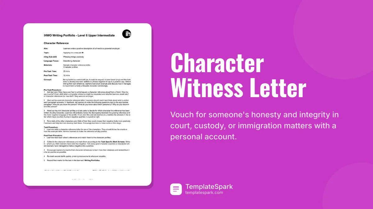 Character Witness Letter Character Witness Letter