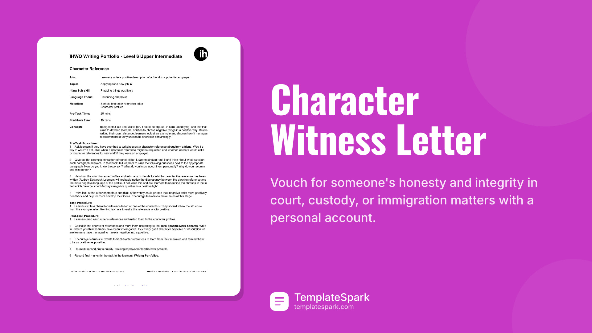 Character Witness Letter