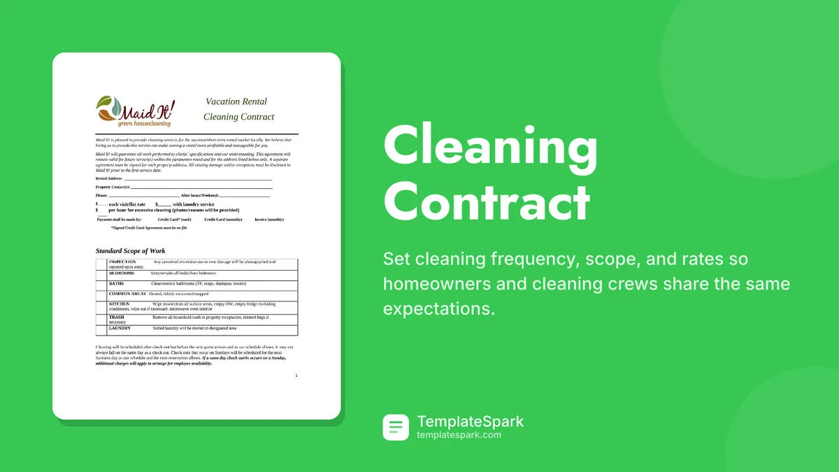 Cleaning Contract Cleaning Contract