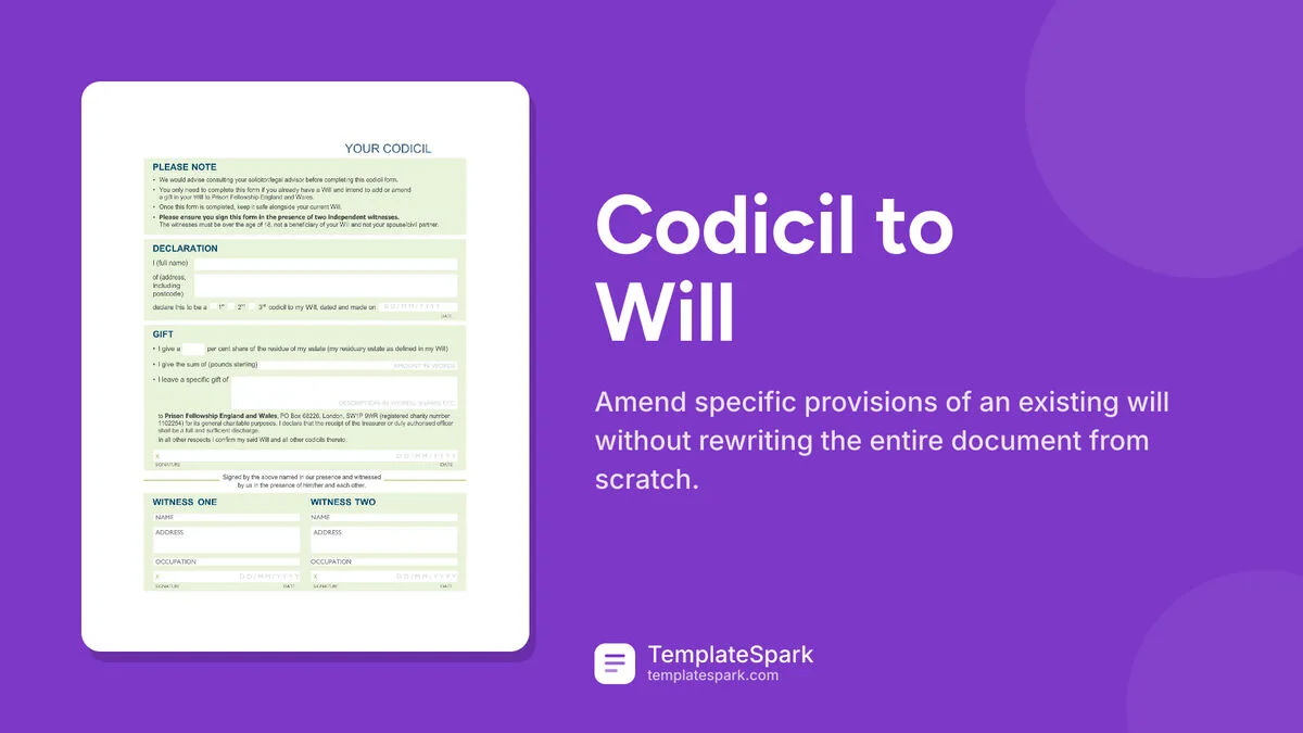 Codicil to Will Codicil to Will