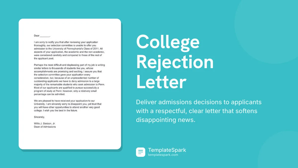 College Rejection Letter College Rejection Letter