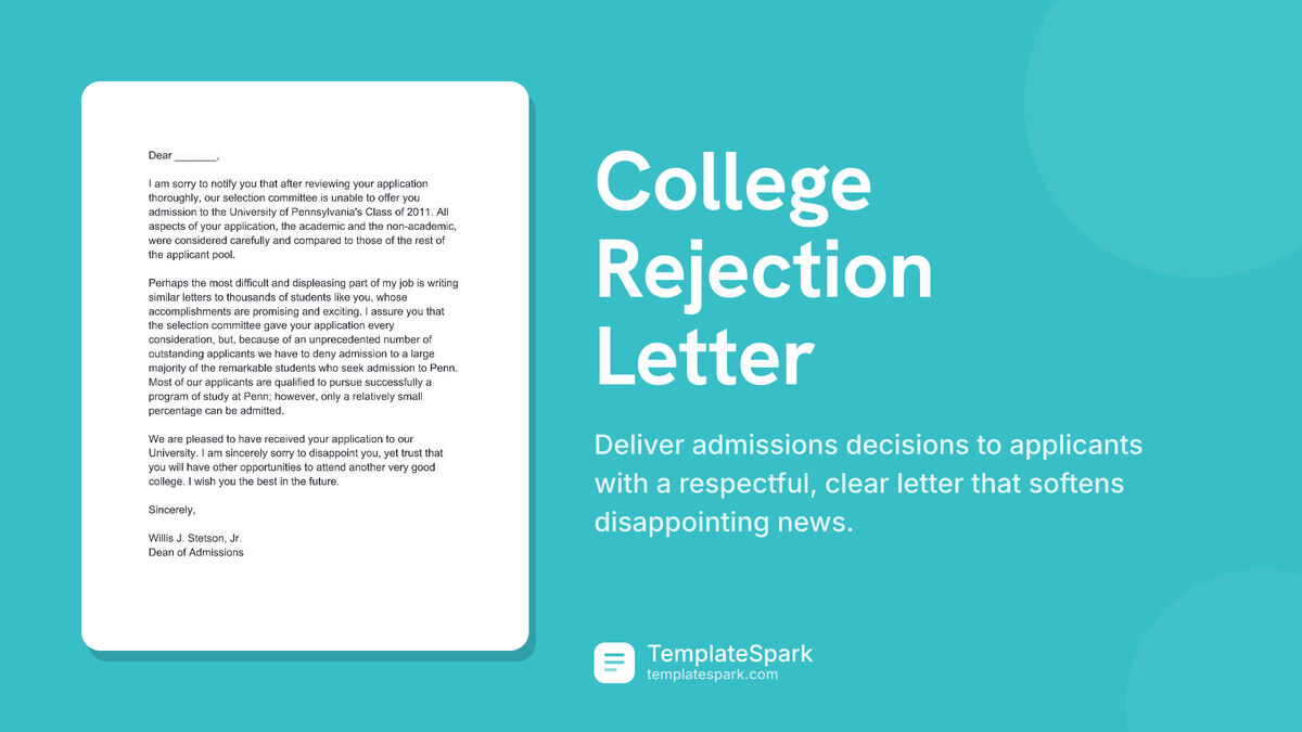College Rejection Letter preview