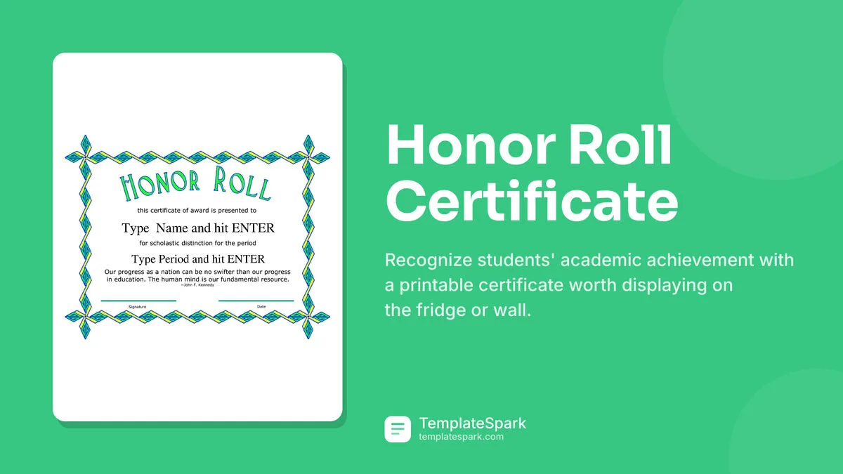Honor Roll Certificate