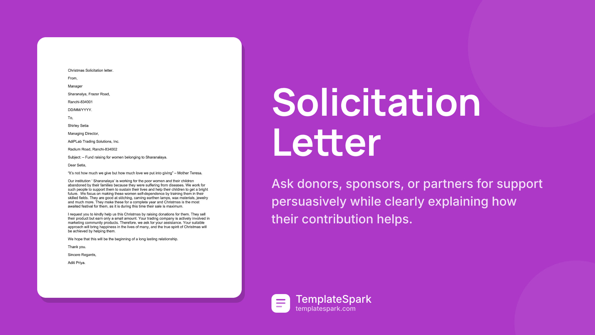 Solicitation Letter