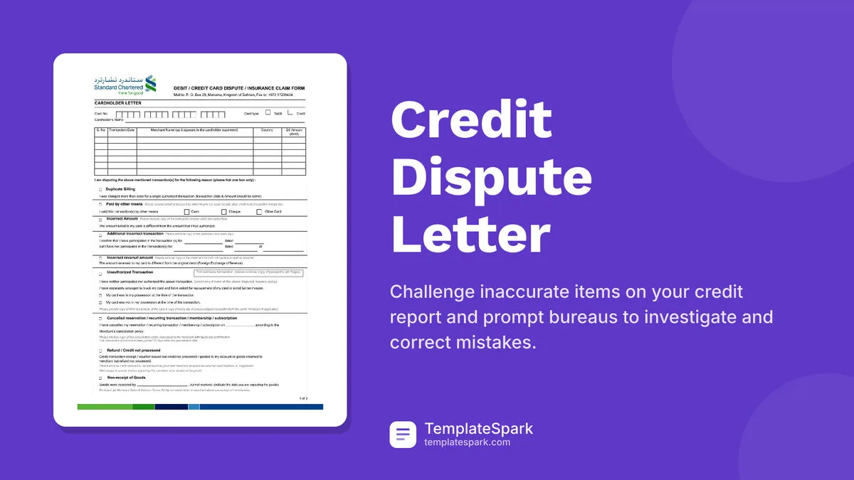Credit Dispute Letter Credit Dispute Letter