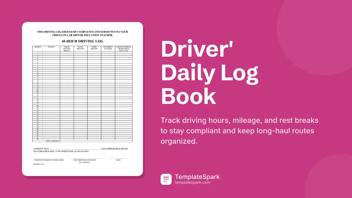 Driver' Daily Log Book Driver' Daily Log Book