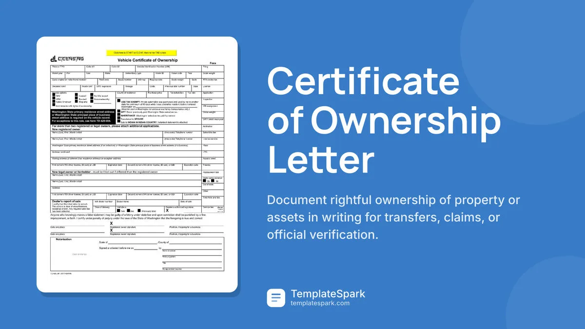 Certificate of Ownership Letter Certificate of Ownership Letter