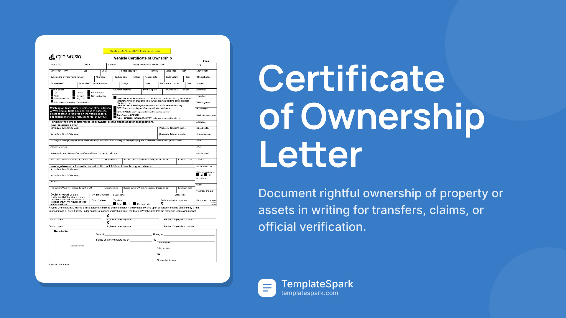Certificate of Ownership Letter