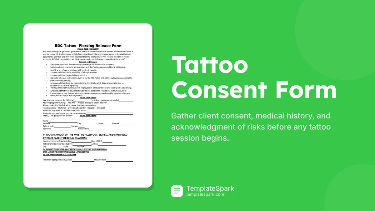 Tattoo Consent Form Tattoo Consent Form