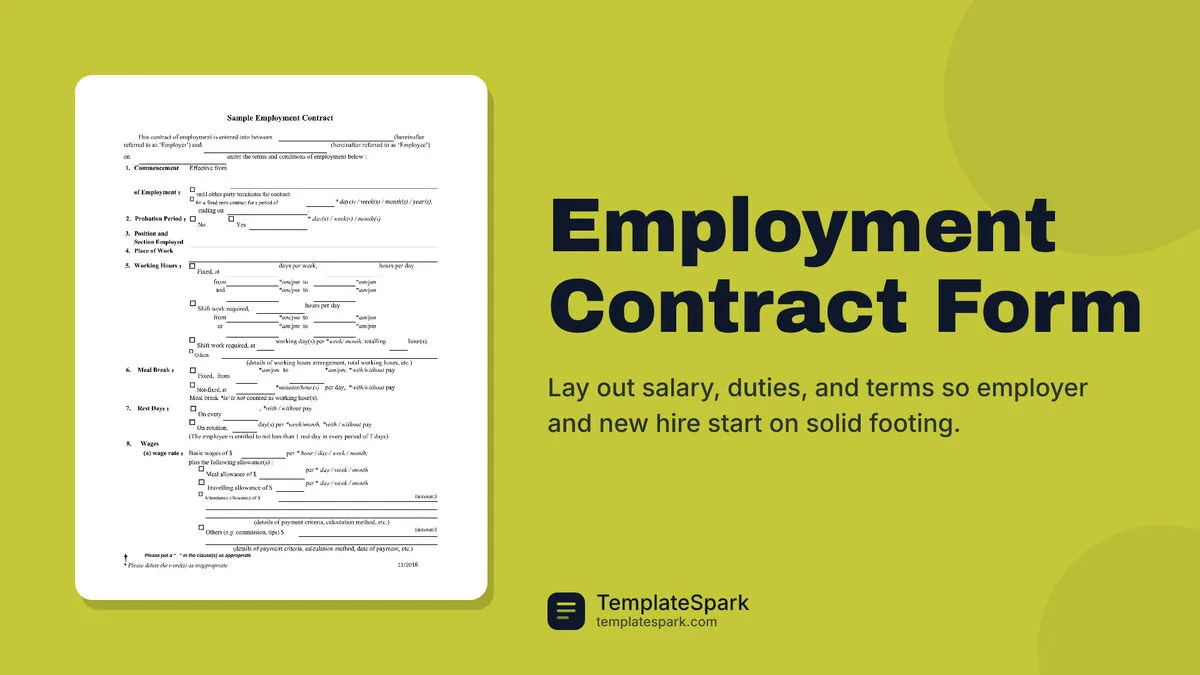 Employment Contract Form Employment Contract Form