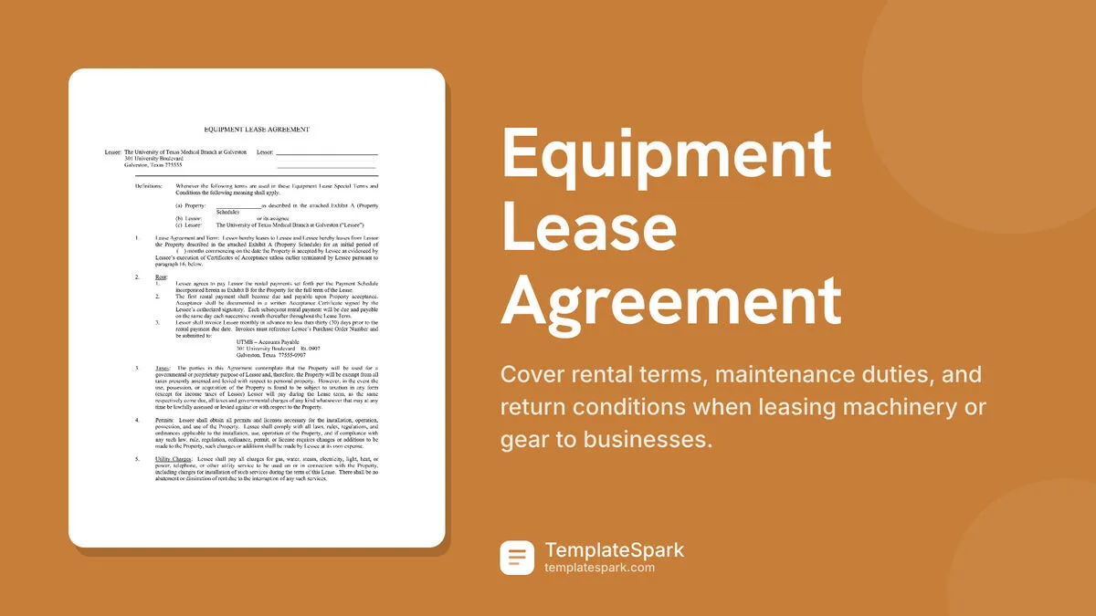 Equipment Lease Agreement Equipment Lease Agreement