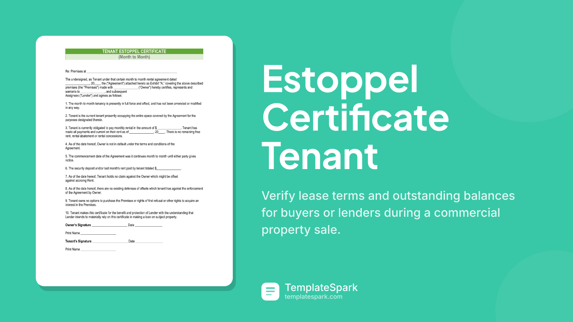 Estoppel Certificate Tenant