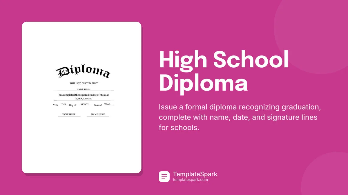 High School Diploma High School Diploma