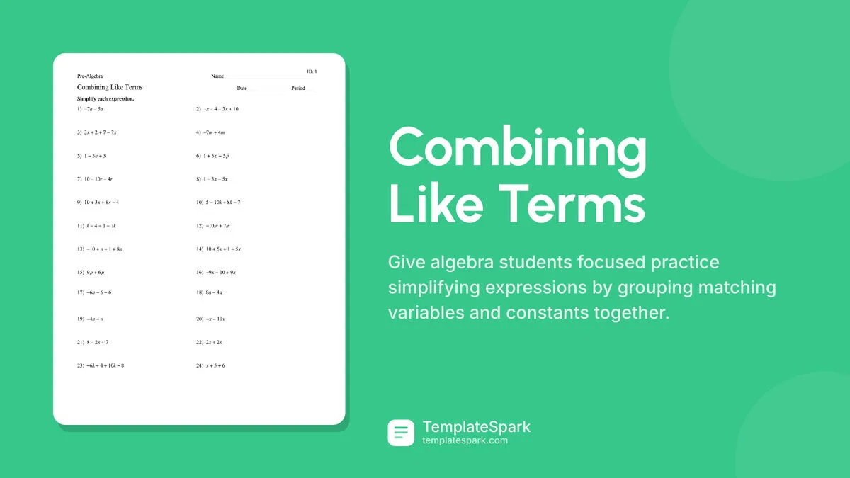 Combining Like Terms Combining Like Terms