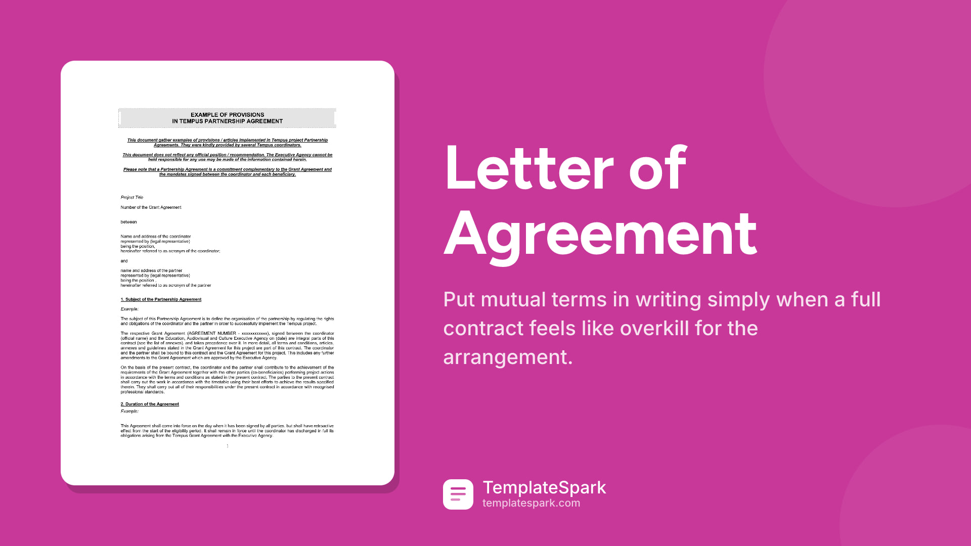 Letter of Agreement