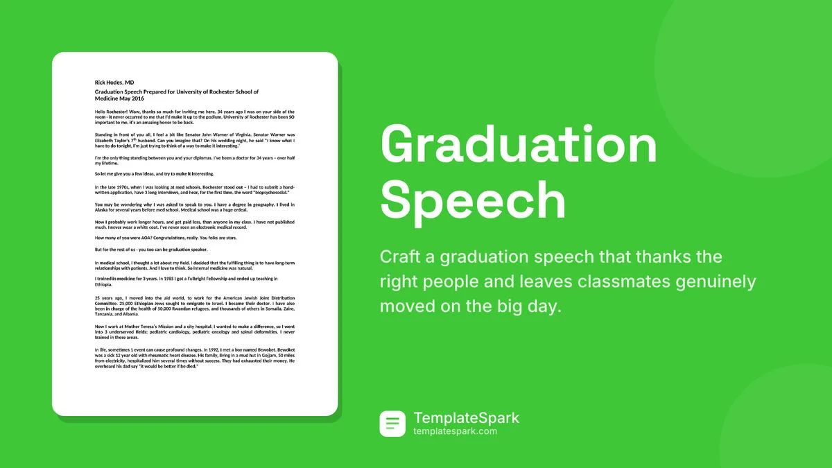 Graduation Speech Graduation Speech