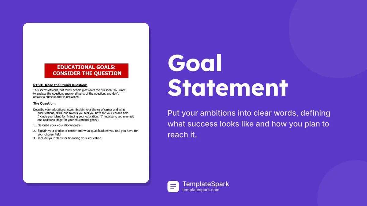 Goal Statement Goal Statement