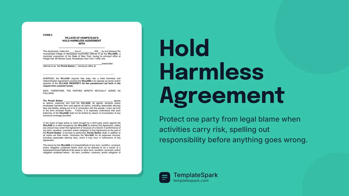 Hold Harmless Agreement Hold Harmless Agreement