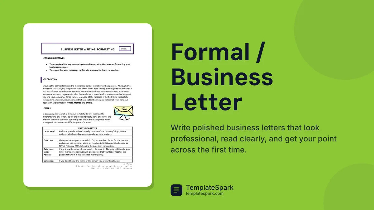 Formal / Business Letter Formal / Business Letter