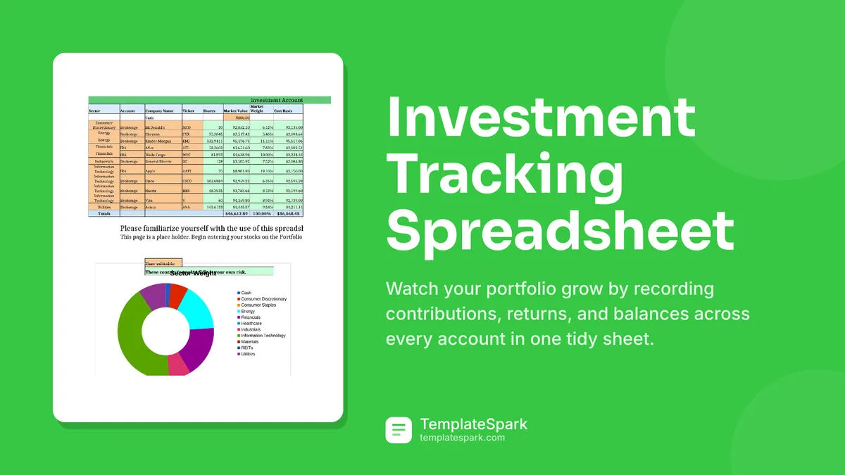 Investment Tracking Spreadsheet Investment Tracking Spreadsheet