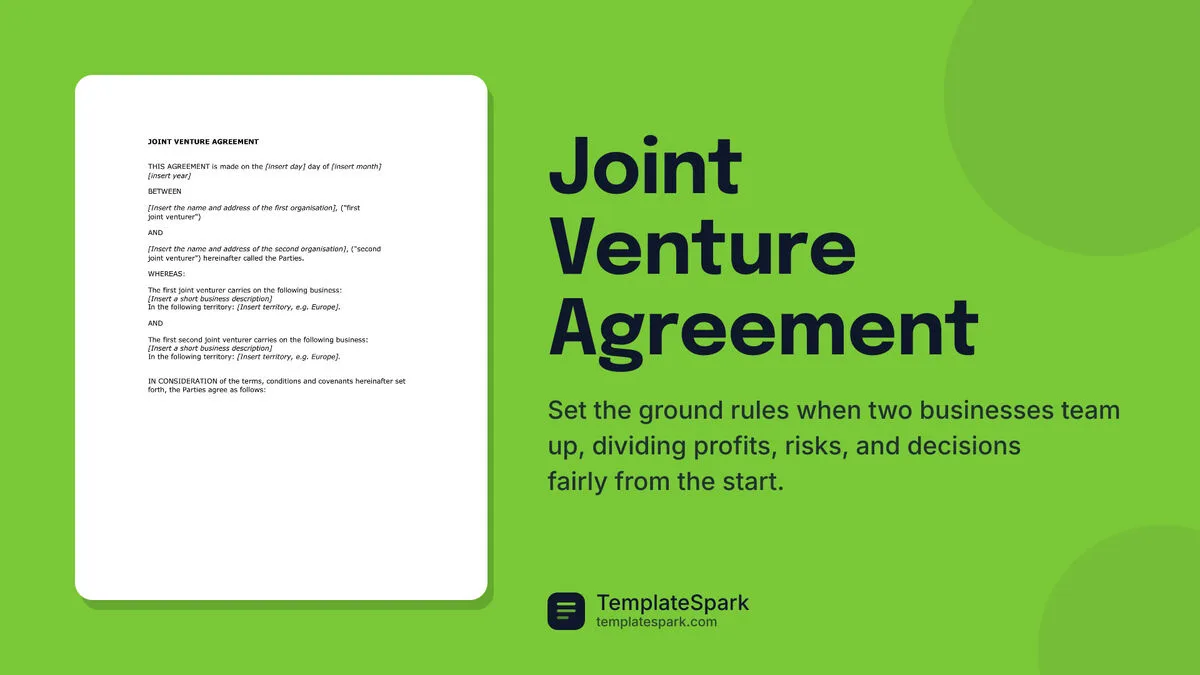 Joint Venture Agreement Joint Venture Agreement