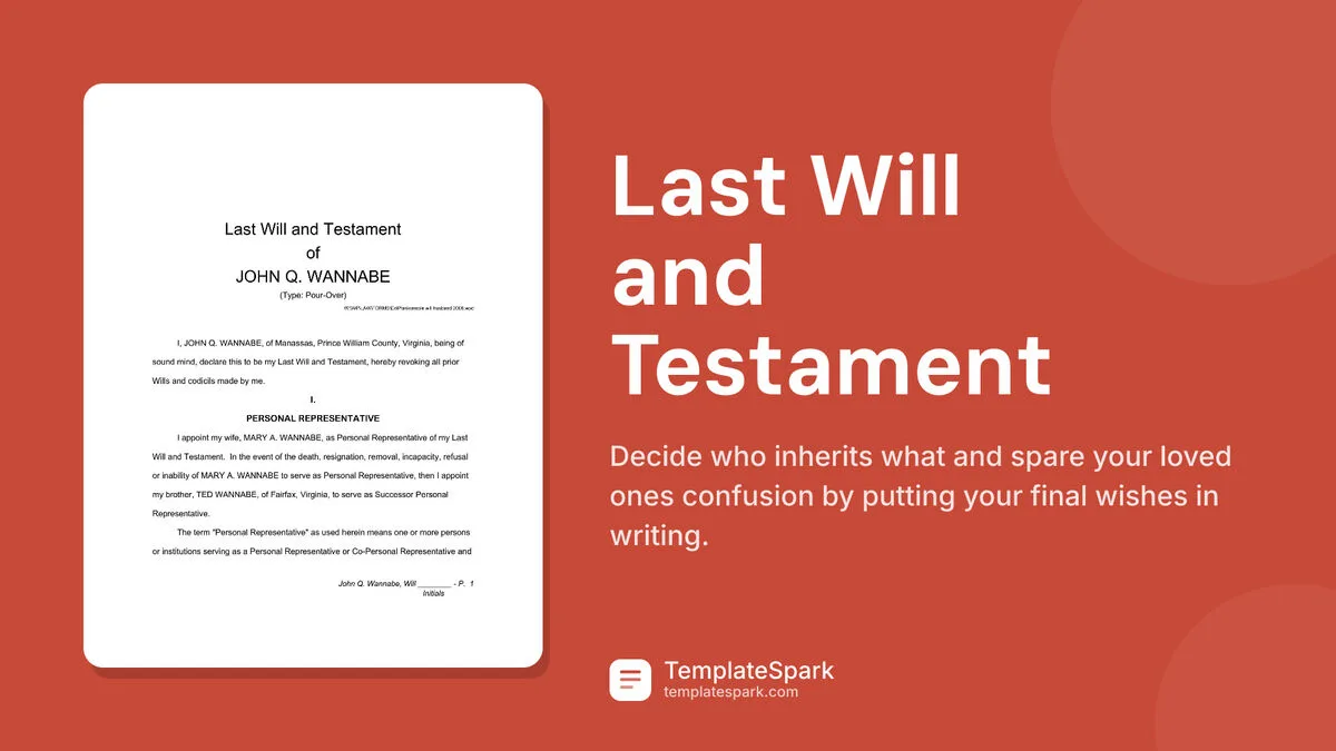 Last Will and Testament Last Will and Testament